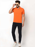 Cotton Blend Solid Half Sleeves Mens Polo T-Shirt