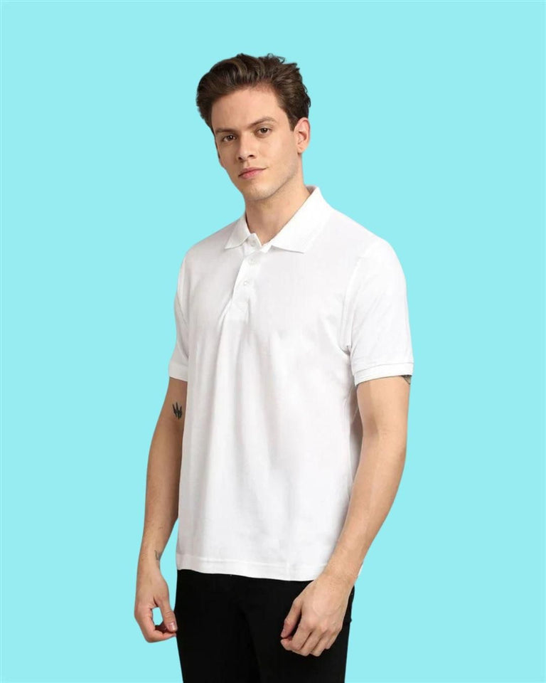 Matte Solid Half Sleeves Men's Polo T-Shirt