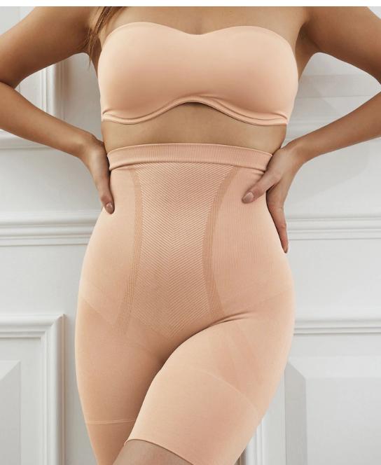 Tummy Tucker Women's High Waist with Anti Rolling Strips Shapewear for Women, Tummy Shaper Comfortable Seamless Shapewear Beige