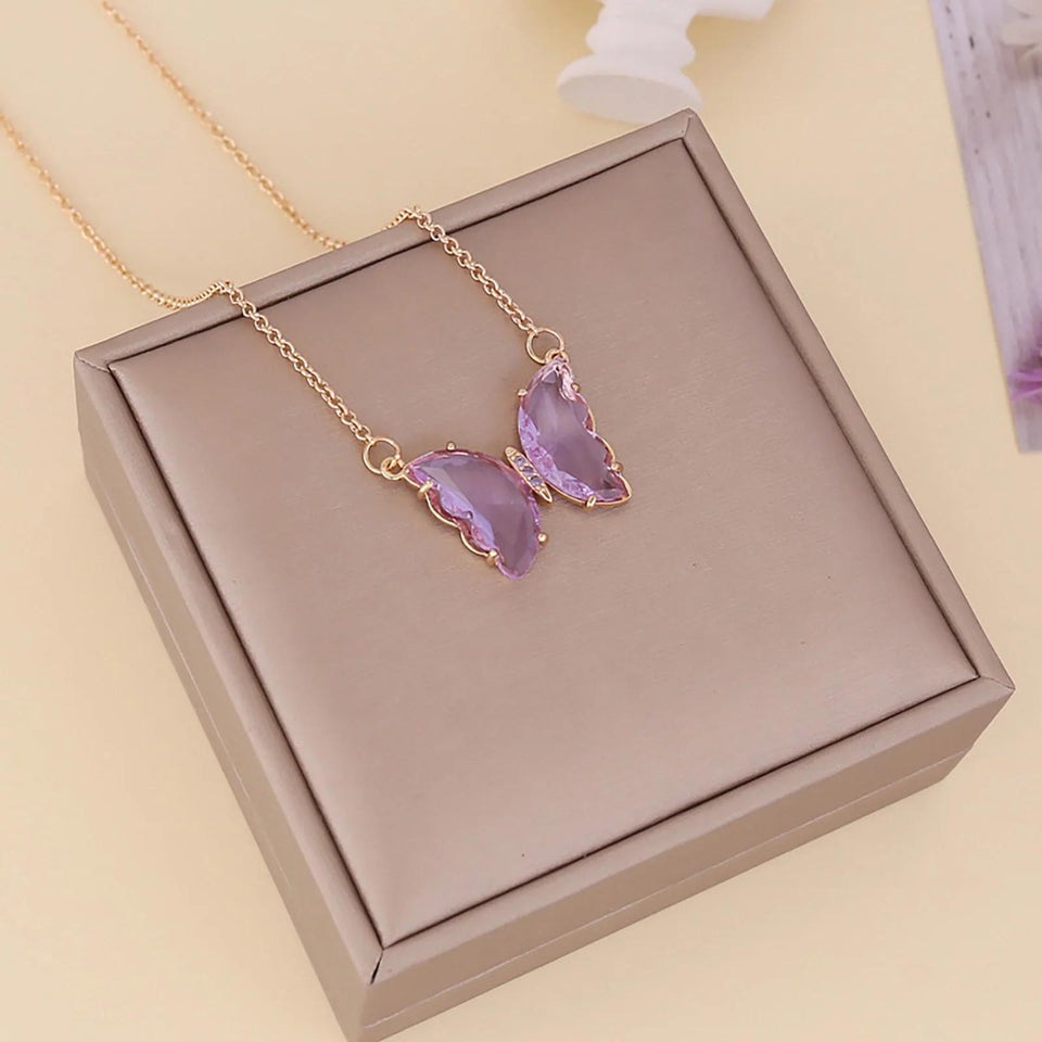 AVR JEWELS Gold-plated Stylish Butterfly Necklace For Women and Girls