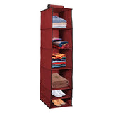 Organizer- 6 Shelves Foldable Hanging Wardrobe Organizers, maroon