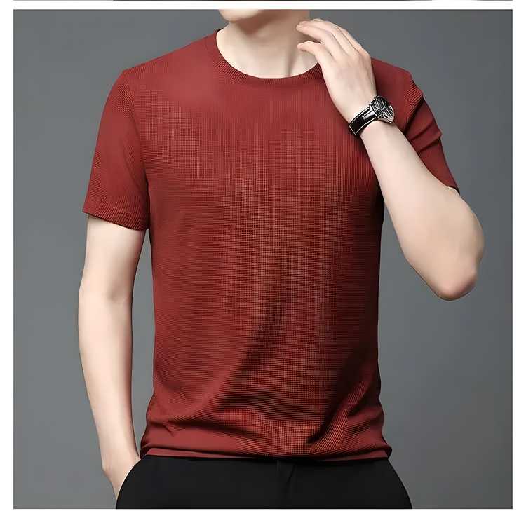 Men 4 Way Strecthable Round Neck T-shirt